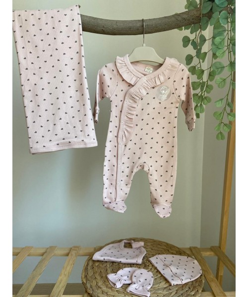 Kız Bebek Battaniye Tulum 5'li Takım