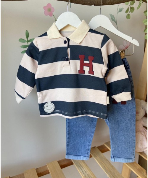 Erkek Bebek Kot Pantolonlu İkili Takım