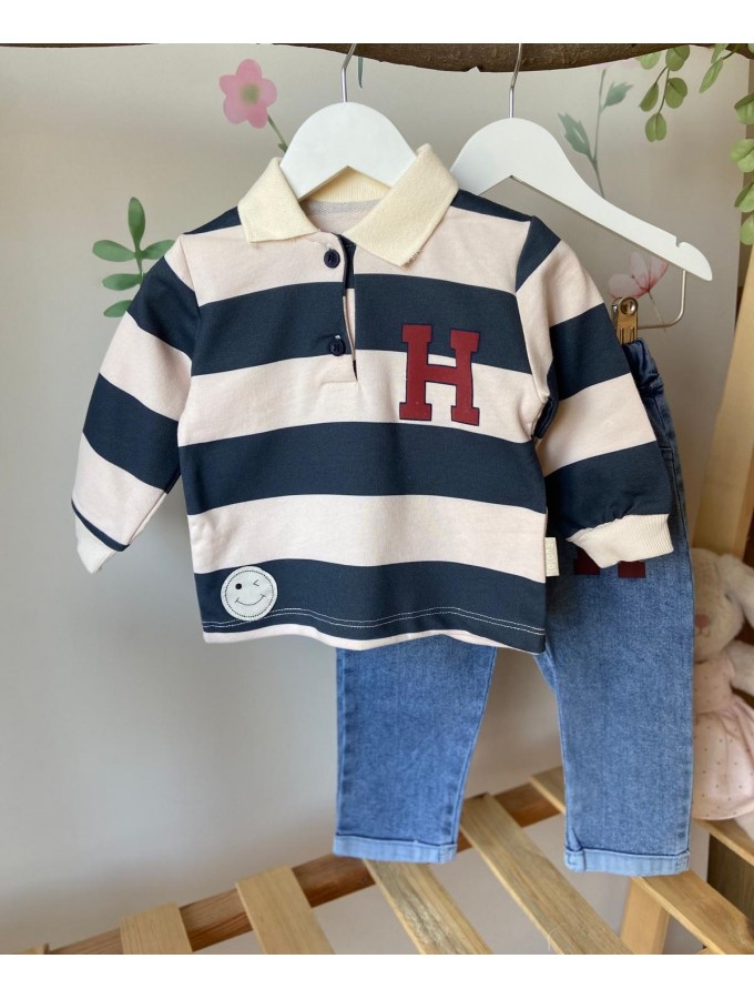 Erkek Bebek Kot Pantolonlu İkili Takım