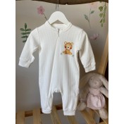 Beyaz Fermuarlı Patiksiz Tulum