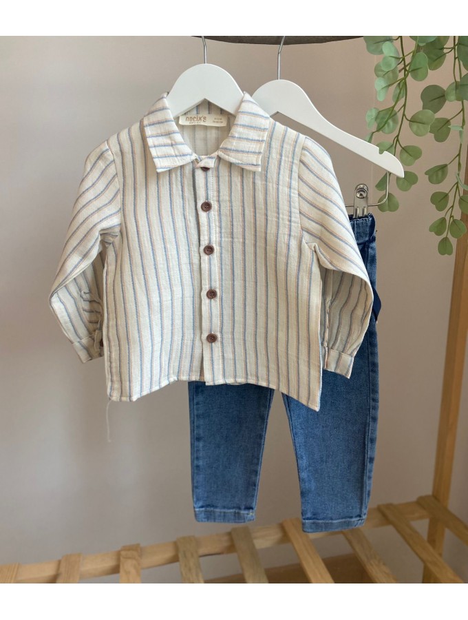 Erkek Bebek Gömlek Kot Pantolon Takım