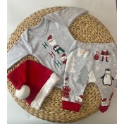 Penguen Ayıcık Baskılı Yılbaşı 3'lü Takım