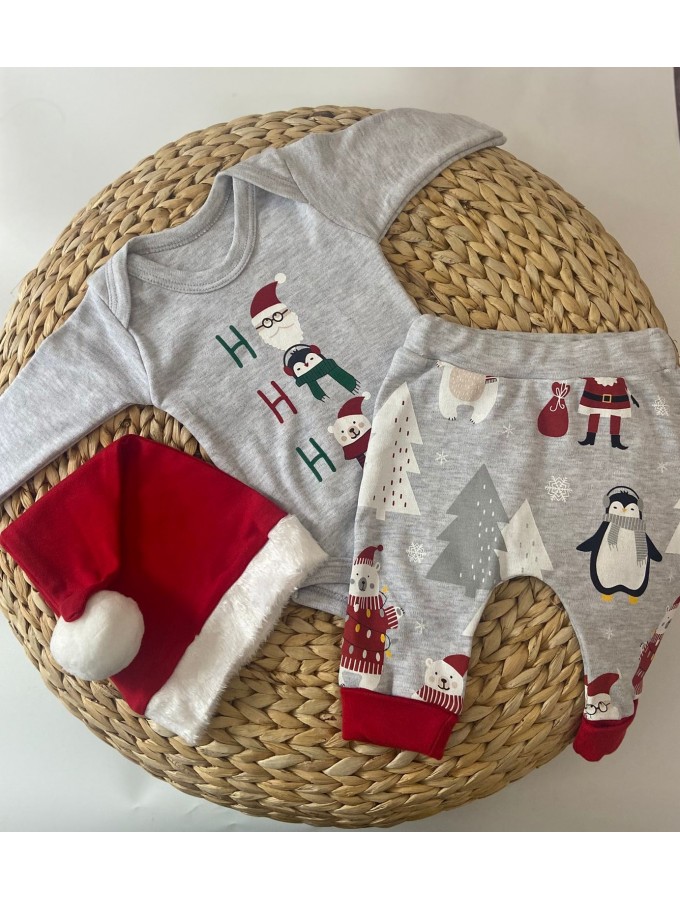 Penguen Ayıcık Baskılı Yılbaşı 3'lü Takım